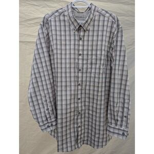 Eddie Bauer Travex Shirt Mens XL Plaid Long Sleeve Button Up Outdoor Hiking Gray